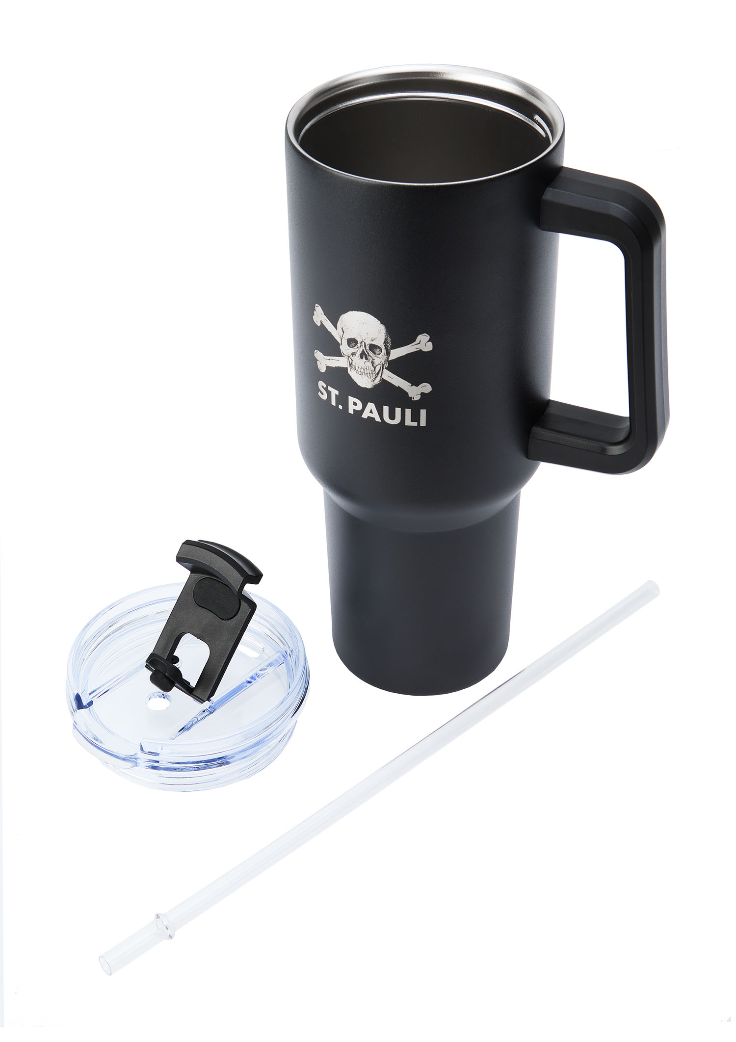 Thermobecher mit Strohhalm "Totenkopf"