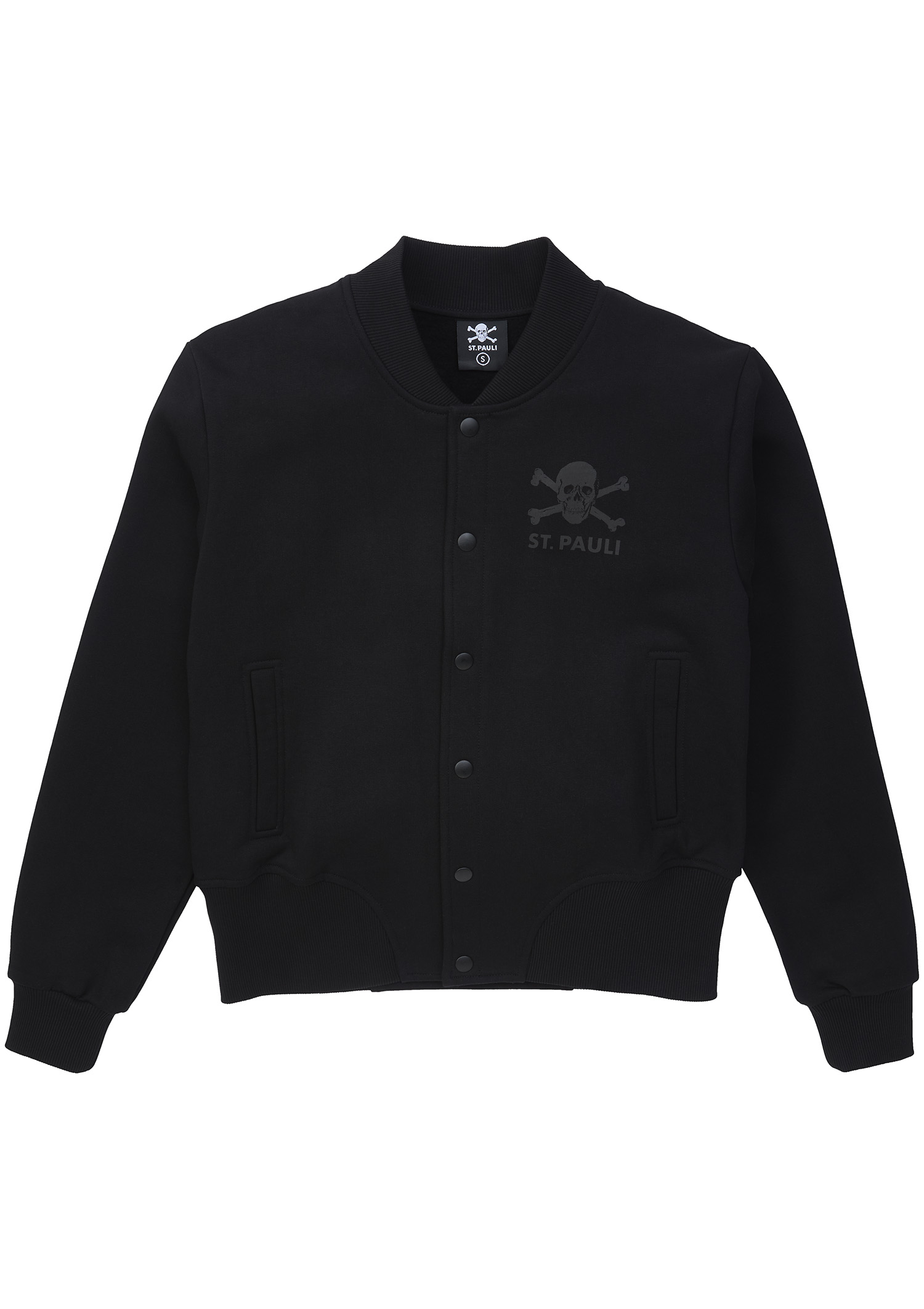 Collegejacke tailliert "All Black" Totenkopf