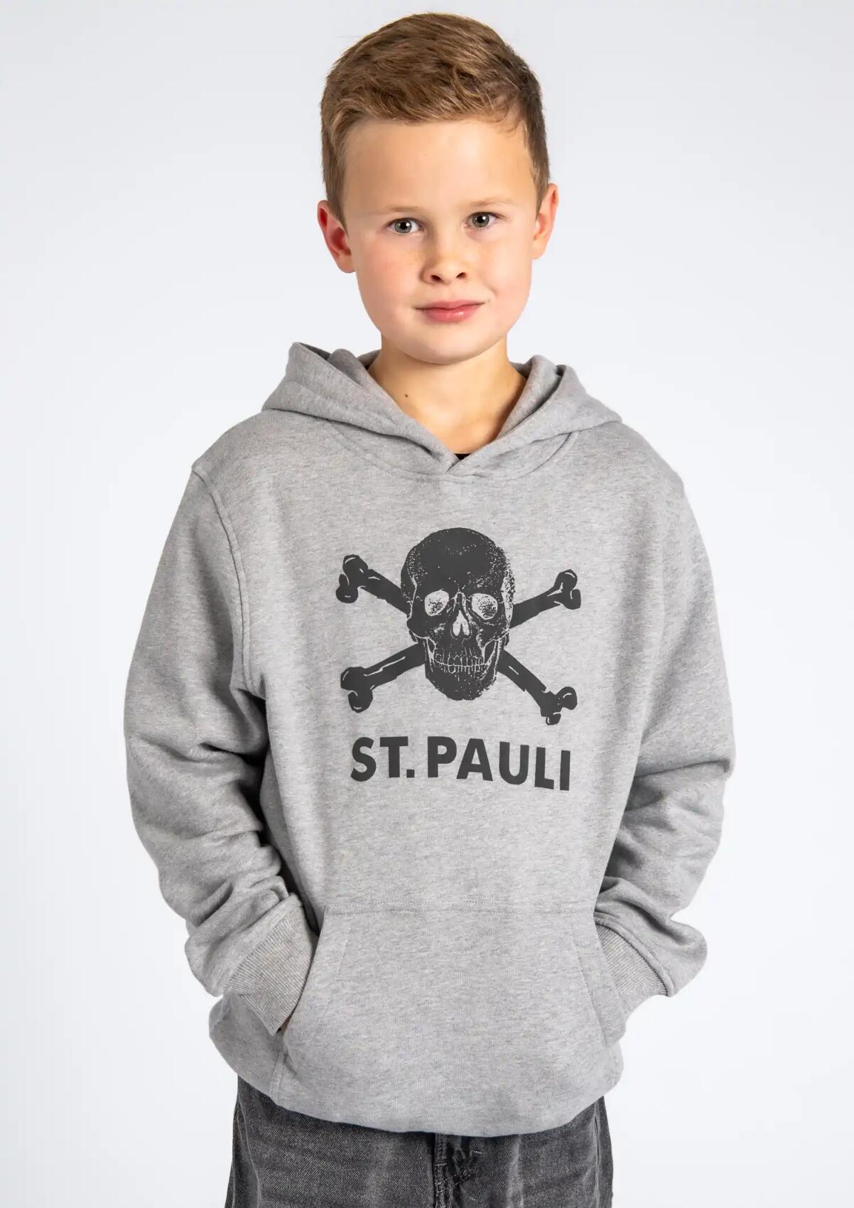 Kinder Kapuzenpullover Totenkopf Grau