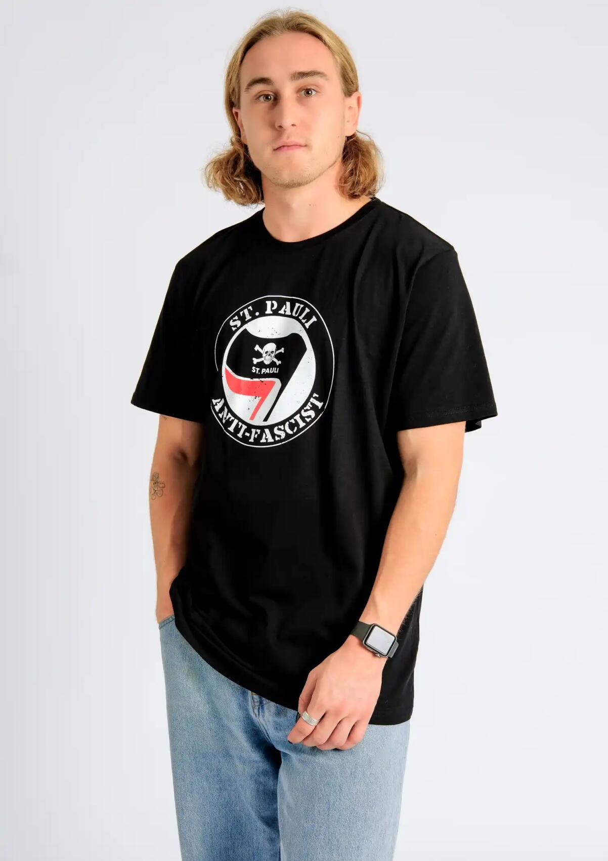 T-Shirt Anti Fascist - Schwarz