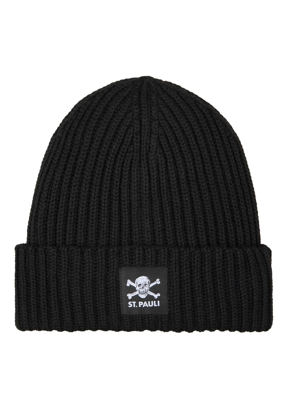 Mütze "Rippe Totenkopf Patch schwarz"