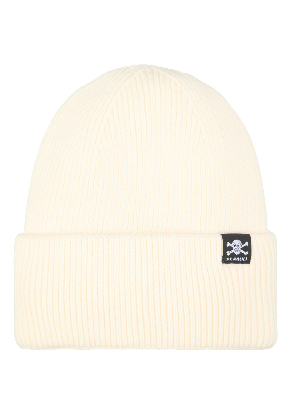 Mütze "Rippe Totenkopflabel" creme